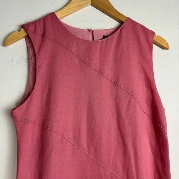 NWT Zara Pink Linen Blend Midi Dress Sz Small Side Slits Boho Chic - Picture 5 of 16